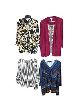 Womens Extra Large 16 18 Tops Shirts Blouses Sweaters Wholesale Bulk Lot of 4 XL